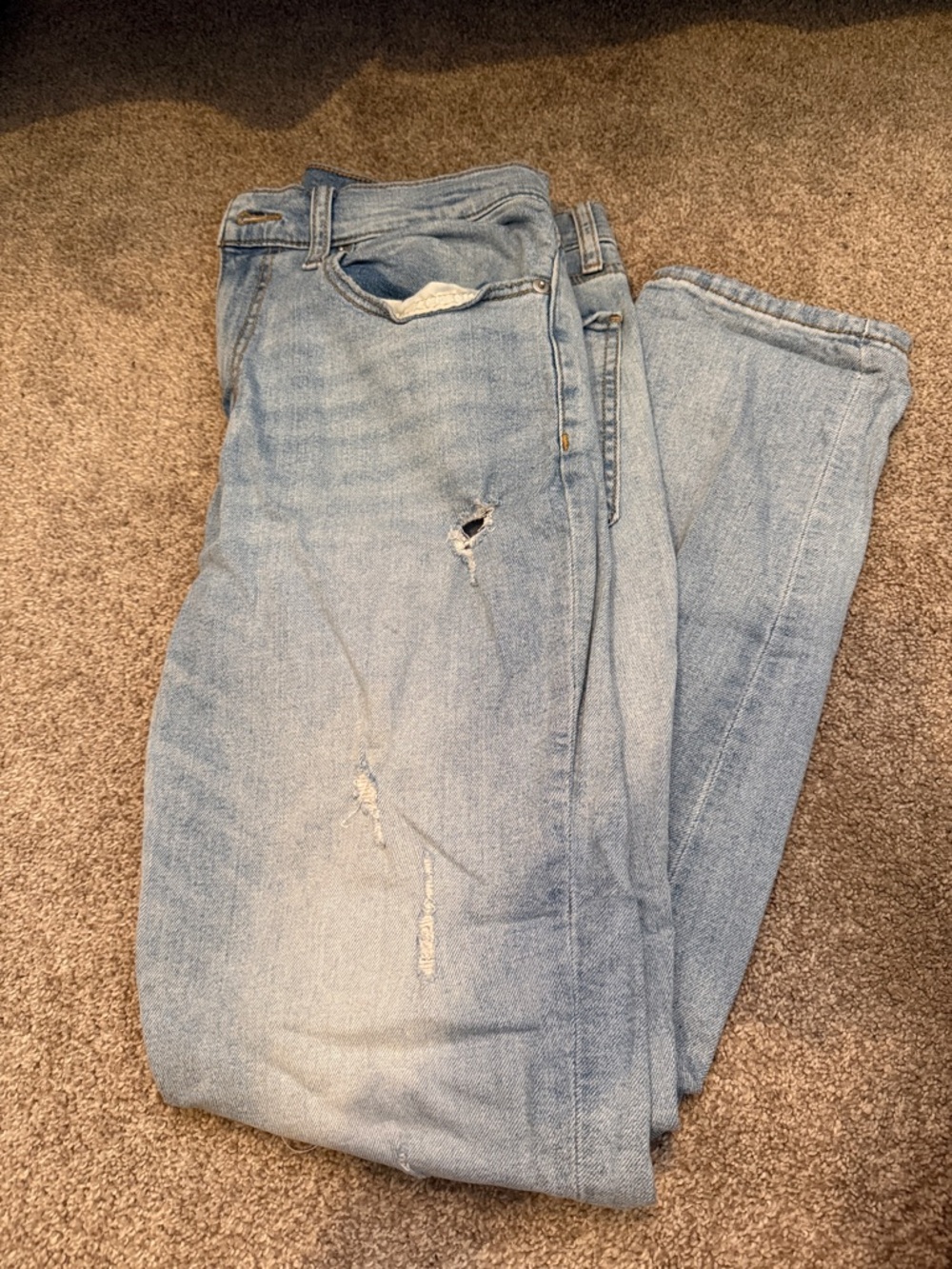 Original Use Light Blue Slim Men's Distressed Jeans